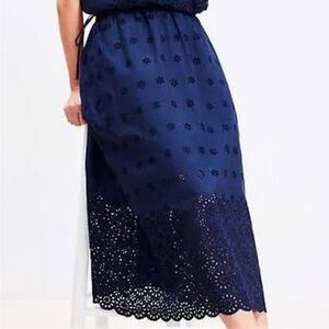 Loft✨—Elegant Navy Blue Eyelet Skirt